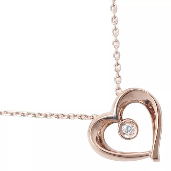 STAR JEWELRY heart Necklace 1P diamond K10 Pink Gold/diamond heart 1.9g Women